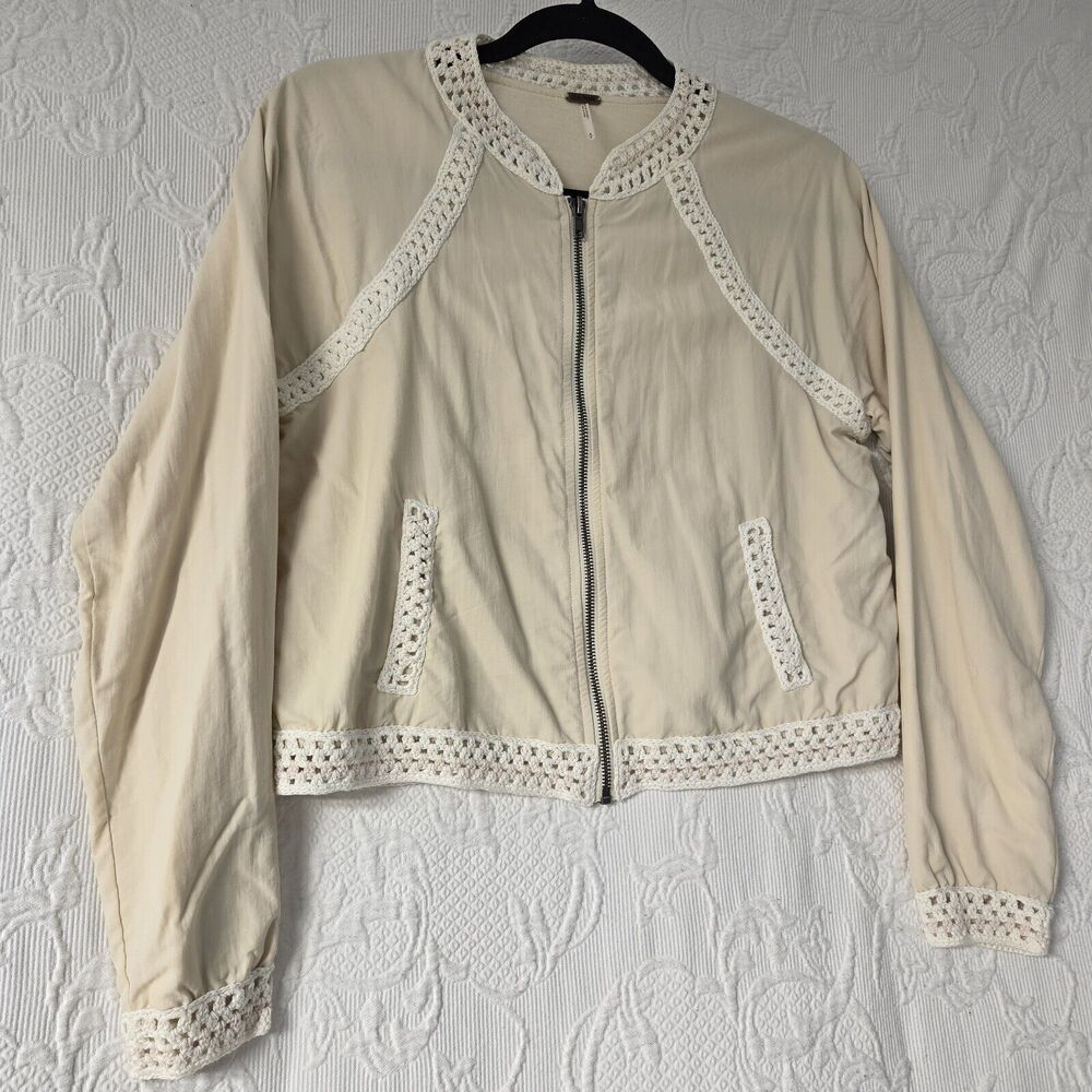 Free People Crochet Jacket Women Small Lightweight Boho Cottagecore Pastel